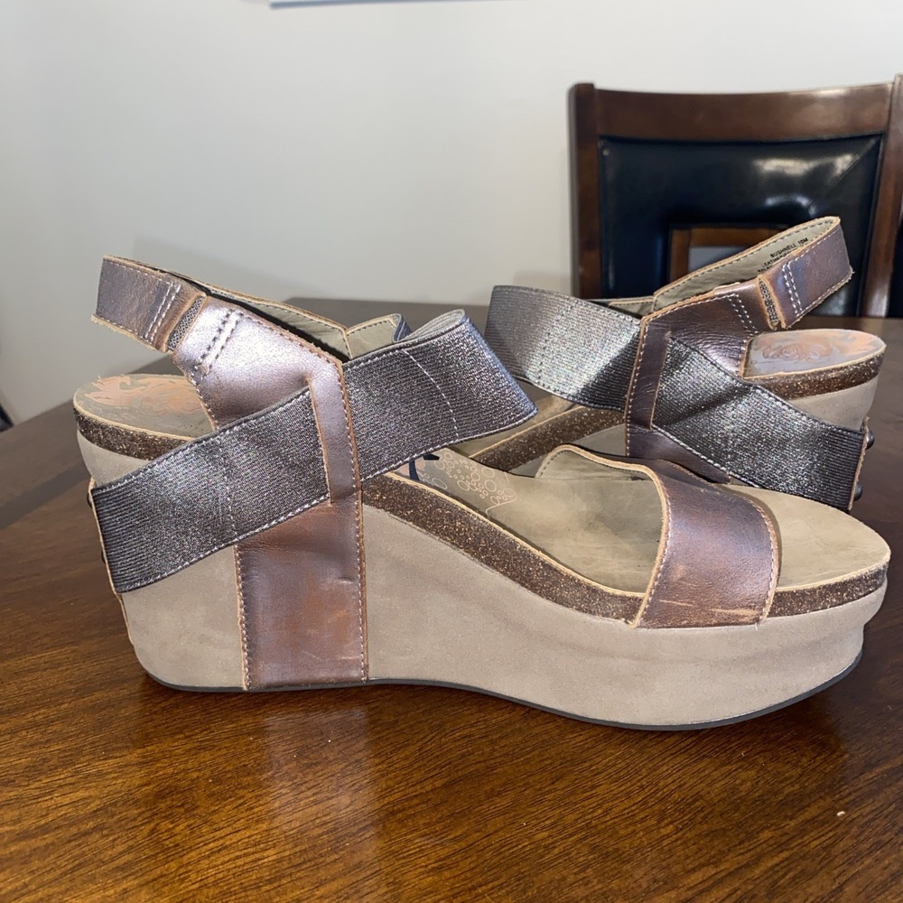 OTBT Sandals Womens 10 M Bushnell Casual Open Toe Wedge Slingback Brown-Neutral - Picture 10 of 13